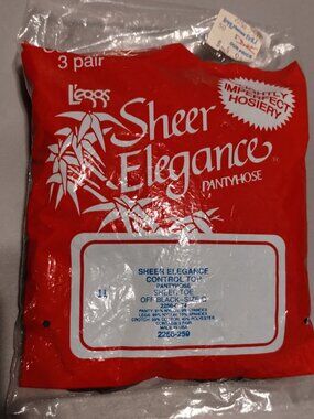 3 Vintage Leggs Sheer Elegance Control Top Pantyhose Sheer Toe Off Black -size Q